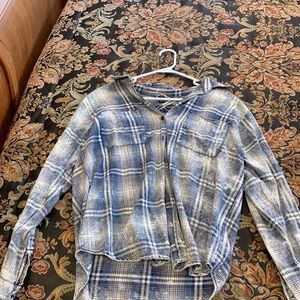 Faux denim button up